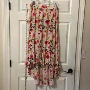 Pink, floral, high-low skirt